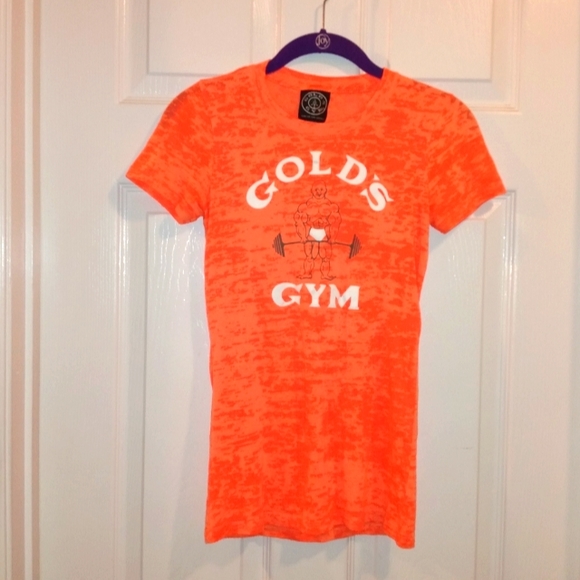Gold 's Vintage Orange White Womens Burn out top size Small - Picture 1 of 4
